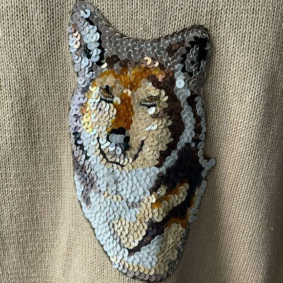 Storybook Knits Cardigan Spirit of the Wolf Beaded Embroider Native Size Large - Picture 7 of 12